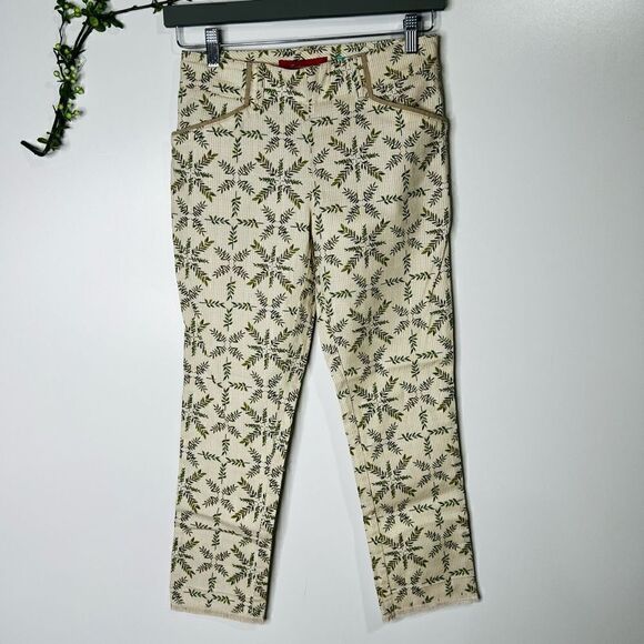 Cartonnier Women's Cream Medallion Charlie Trousers Cropped Pants Size 0 - Picture 1 of 14